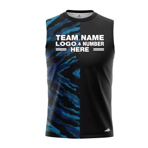 Custom Fully Sublimated Half Tie Dye Pattern Blue Performance Sleeveless 14195