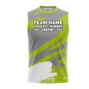 Custom Fully Sublimated Paint Brush Tie Dye Pattern Gray Green Performance Sleeveless 14215