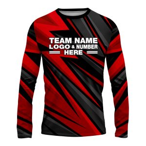 Custom Fully Sublimated High Energy Pattern Two Red Performance Long Sleeves 14219