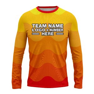Custom Fully Sublimated Heat Wave Neon Pattern Orange Yellow Performance Long Sleeves 14379