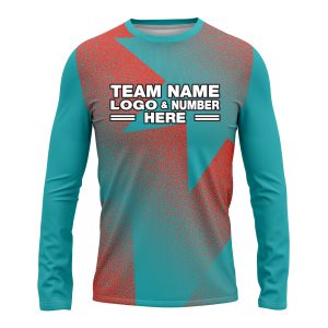 Custom Fully Sublimated Star Pattern Teal Pink Performance Long Sleeves 14447