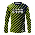 Custom Fully Sublimated Bold Lines Neon Pattern Green Navy Blue Performance Long Sleeves 14435