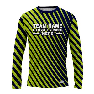 Custom Fully Sublimated Bold Lines Neon Pattern Green Navy Blue Performance Long Sleeves 14435