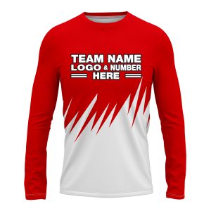 Custom Fully Sublimated Grass Pattern Red Performance Long Sleeves 14539