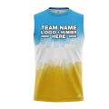 Custom Fully Sublimated Vibrant Tie Dye Pattern Tricolor White SkyBlue Yellow Performance Sleeveless 14579