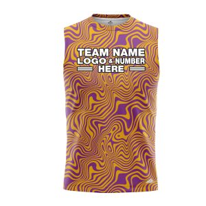 Custom Fully Sublimated Psychedelic Pioneers Tie Dye Pattern Orange Purple Performance Sleeveless 14683