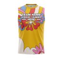 Custom Fully Sublimated Funky Florals Tie Dye Pattern Yellow Multicolor Performance Sleeveless 14759