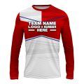 Custom Fully Sublimated Blue Line Pattern Red White Performance Long Sleeves 14835