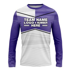Custom Fully Sublimated Black Line Pattern Berry White Performance Long Sleeves 14863
