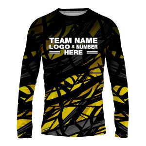 Custom Fully Sublimated Swarm Pattern Black Yellow Performance Long Sleeves 14935