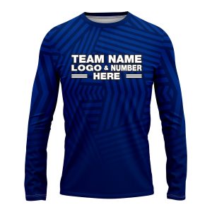 Custom Fully Sublimated Intersecting Pattern Blue Performance Long Sleeves 14959