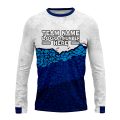 Custom Fully Sublimated Ocean Grid Pattern Blue White Performance Long Sleeves 15115