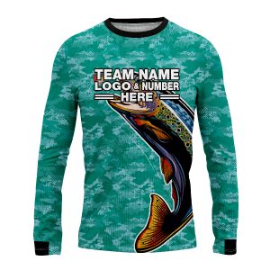 Custom Fully Sublimated Multicolor Fish Fishing Pattern  Performance Long Sleeves 15103