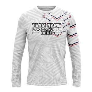 Custom Fully Sublimated Stylish Fishing Pattern Red White Blue Performance Long Sleeves 15139