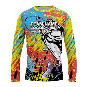 Custom Fully Sublimated Tie Dye Fishing Pattern Multicolor Performance Long Sleeves 15239