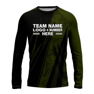 Custom Fully Sublimated Electric Fishing Pattern Dark Green Performance Long Sleeves 15299