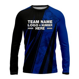 Custom Fully Sublimated Electric Fishing Pattern Blue Performance Long Sleeves 15311