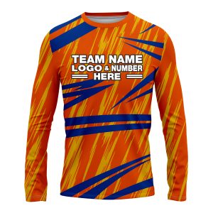 Custom Fully Sublimated Ripped Pattern Orange Blue Yellow Performance Long Sleeves 15335