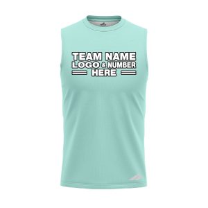 Custom Fully Sublimated Solid J12 Pattern Light Aqua Performance Sleeveless 15379