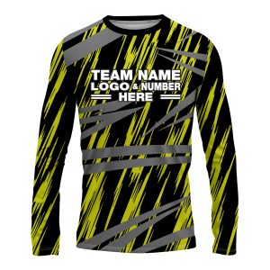 Custom Fully Sublimated Ripped Pattern Black Green Gray Performance Long Sleeves 15403