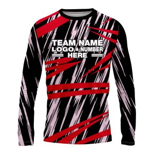 Custom Fully Sublimated Ripped Pattern Black Pink Red Performance Long Sleeves 15363