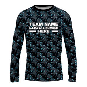 Custom Fully Sublimated Tactical Pattern Blue Gray Black Performance Long Sleeves 16098