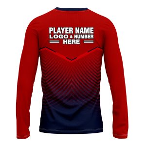 Custom Fully Sublimated Bold  Pattern Red Blue Performance Long Sleeves 16122
