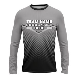 Custom Fully Sublimated Bold  Pattern Black Gray Performance Long Sleeves 16134