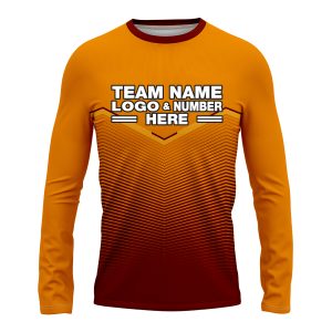 Custom Fully Sublimated Bold Pattern Orange Red Performance Long Sleeves 16146