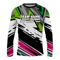 Custom Fully Sublimated Energetic Pattern Green Gray Teal Pink Performance Long Sleeves 16170