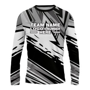 Custom Fully Sublimated Energetic Pattern Black Gray White Performance Long Sleeves 16194
