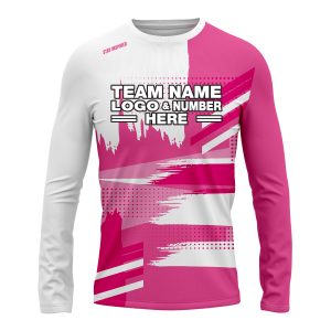 Custom Fully Sublimated Landscape Pattern Pink White Performance Long Sleeves 16254
