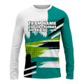 Custom Fully Sublimated Landscape Pattern White Black Teal Green Performance Long Sleeves 16230