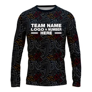 Custom Fully Sublimated Psychedelic Pattern Black Red Performance Long Sleeves 16270