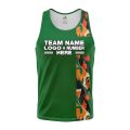 Custom Fully Sublimated Vertical Floral Pattern Green Orange Performance Tank Top 16282