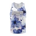 Custom Fully Sublimated Blue Blossom Floral Pattern Blue White Performance Tank Top 16302