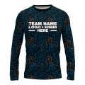 Custom Fully Sublimated Psychedelic Pattern Black Gray Blue Performance Long Sleeves 16310
