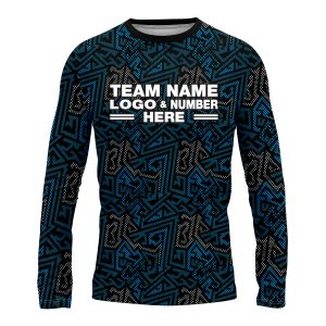 Custom Fully Sublimated Psychedelic Pattern Black Gray Blue Performance Long Sleeves 16310
