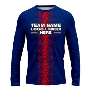 Custom Fully Sublimated Pixel Stripe Pattern Blue Red Performance Long Sleeves 16338