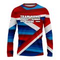Custom Fully Sublimated Wrapped Lines Pattern Blue Red Performance Long Sleeves 16426
