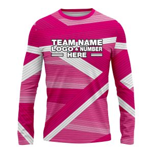 Custom Fully Sublimated Wrapped Lines Pattern Pink Performance Long Sleeves 16450