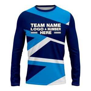 Custom Fully Sublimated Intricate Lines Pattern Blue White Performance Long Sleeves 16462