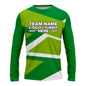Custom Fully Sublimated Intricate Lines Pattern Green White Performance Long Sleeves 16474