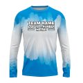 Custom Fully Sublimated Brushed Tie Dye Pattern SkyBlue White Performance Long Sleeves 16522
