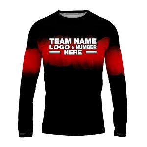 Custom Fully Sublimated Shaded Tie Dye Pattern Black Red Performance Long Sleeves 16558