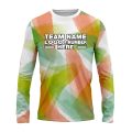 Custom Fully Sublimated Blurred Blobs Tie Dye Pattern Orange Green Performance Long Sleeves 16618