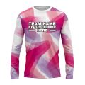Custom Fully Sublimated Blurred Blobs Tie Dye Pattern Pink Performance Long Sleeves 16606