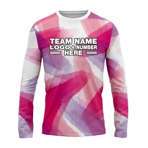 Custom Fully Sublimated Blurred Blobs Tie Dye Pattern Pink Performance Long Sleeves 16606