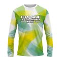 Custom Fully Sublimated Blurred Blobs Tie Dye Pattern Green Yellow Performance Long Sleeves 16642