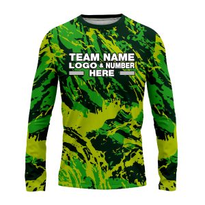 Custom Fully Sublimated Abstract Tie Dye Pattern Tricolor Green Performance Long Sleeves 16654